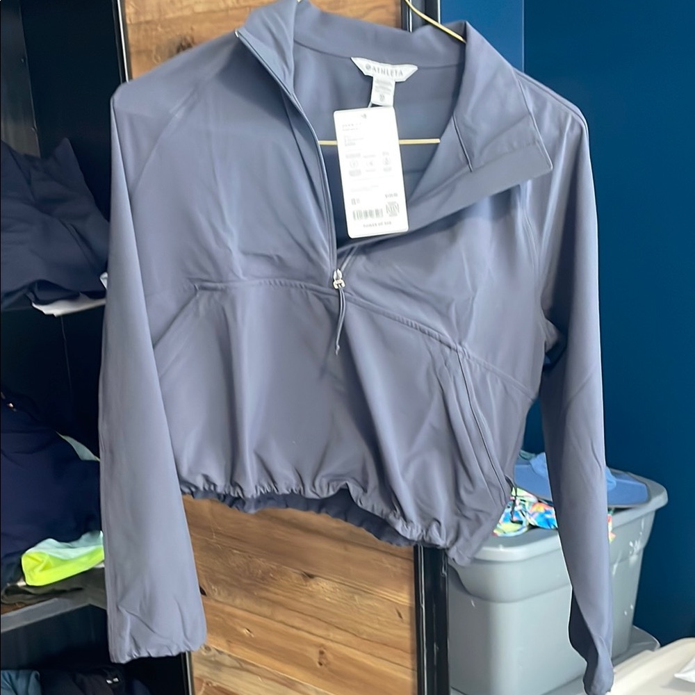 Athleta Gray Bomber Jacket Lightweight Cropped